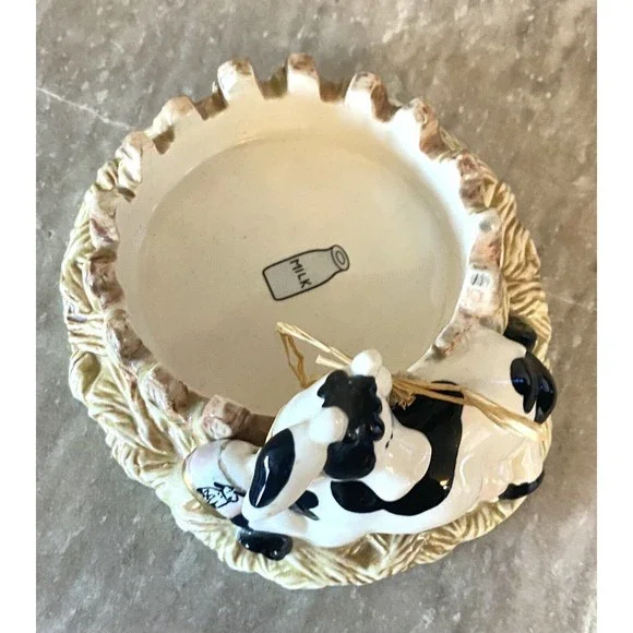 Vintage Ceramic Cow w Bell Milk Holder Farmhouse Decor Oh My Darling Cow - Picture 4 of 9